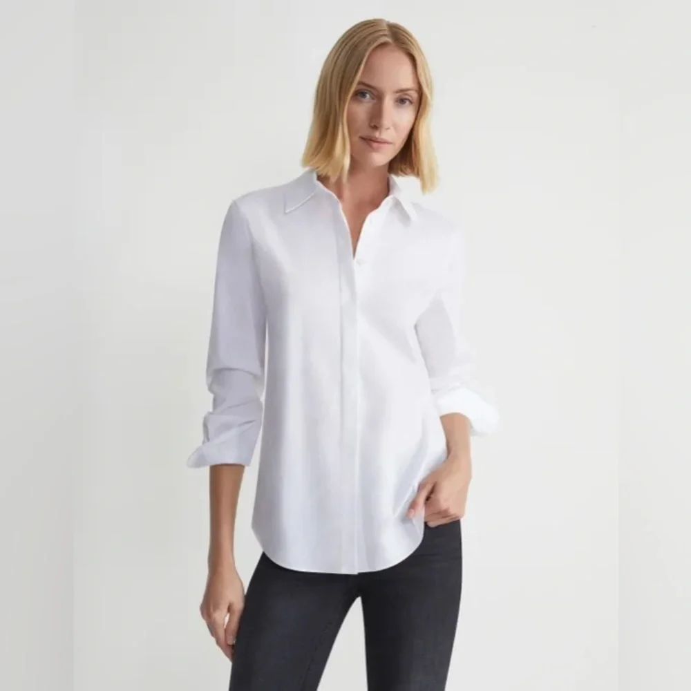 Lafayette 148 New York Stretch Cotton Straight Shirt - Picture 1 of 9